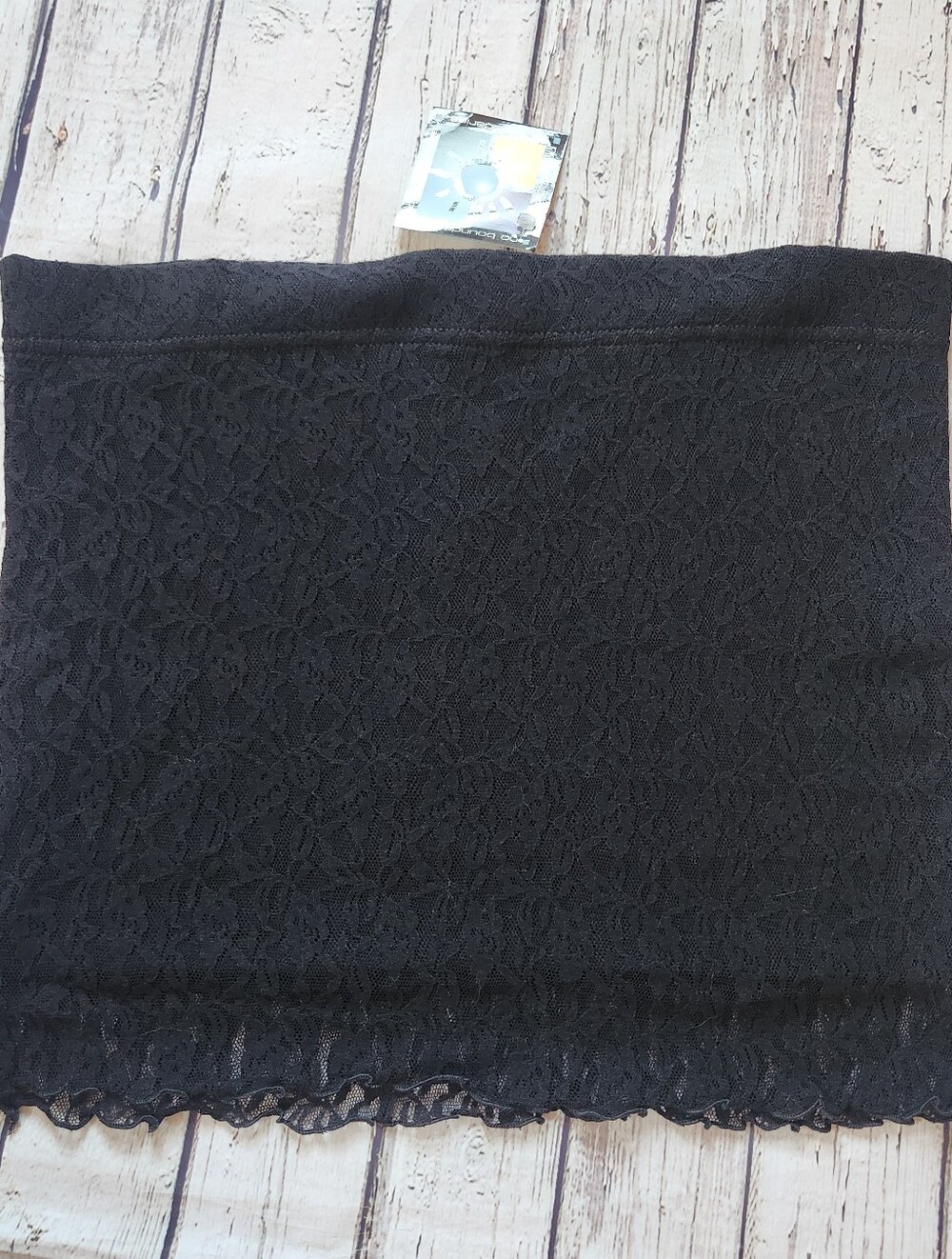 ​VTG Y2K No Boundaries Black Lace Tube Top Strapless Lettuce Hem NWT 1X 2X 3X